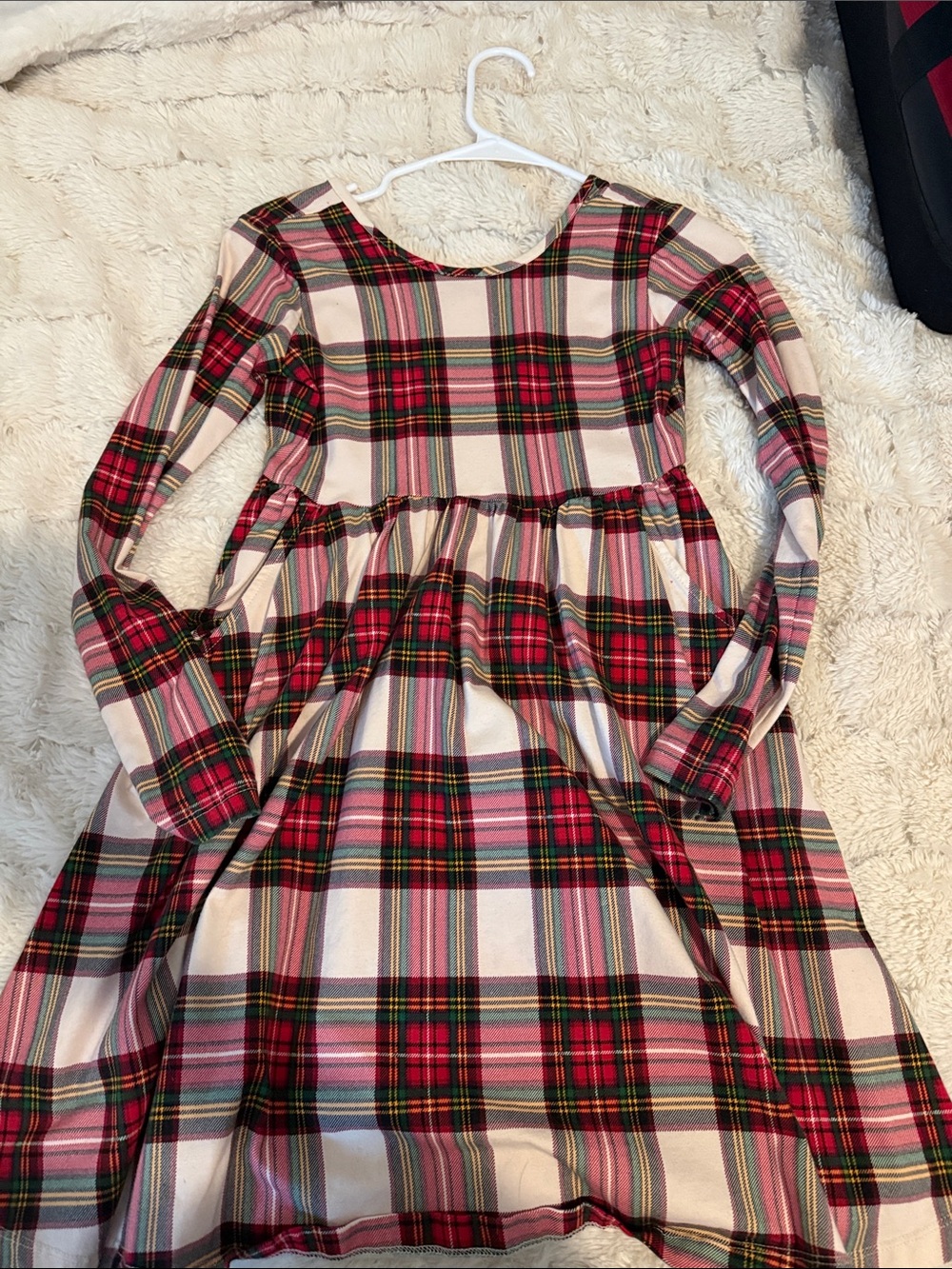 Hanna Andersson Red Pink Plaid Long-Sleeve Knit Dress